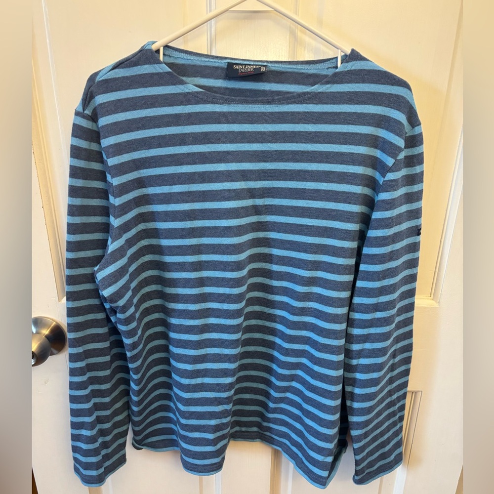 Saint James Briton Blue Striped Top made in France - large/us 16